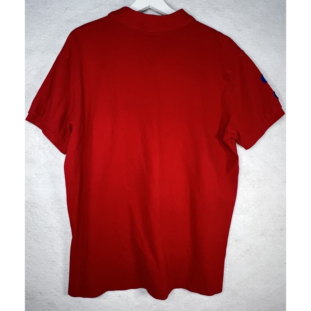 Polo Ralph Lauren Polo Shirt Mens Red Blue Big Pony Custom Slim Fit Knit XL - Picture 2 of 7